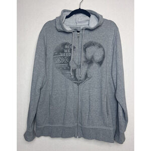 Life is Good Women's Long Sleeve Full Zip Hoodie Gray Size XL All We Need Heart